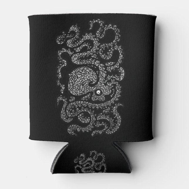 Henry the Happy Octopus (black) Can Cooler (Front)