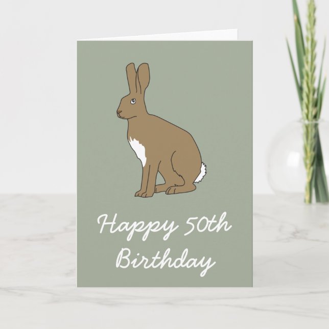 Henry the Hare Happy 50th Birthday Greetings Card (Front)