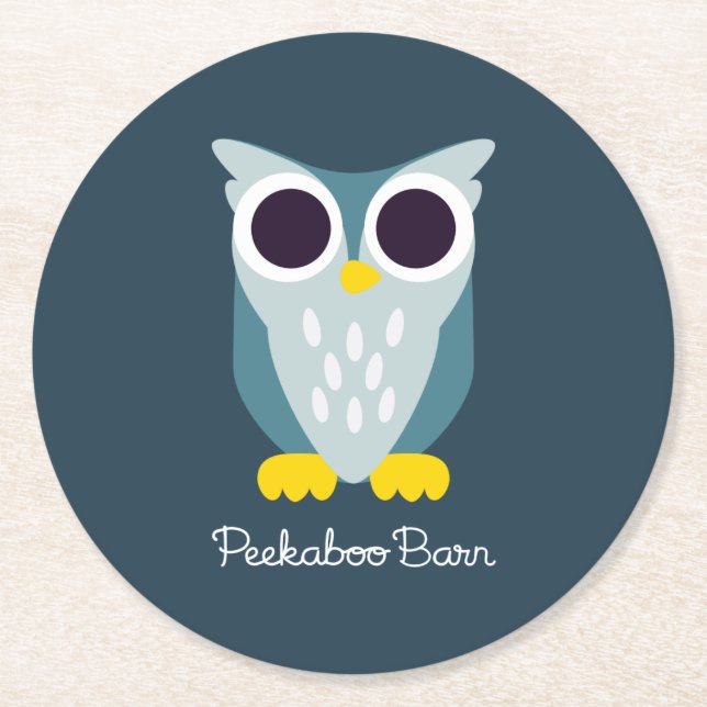 Henry the Owl Round Paper Coaster (Front)