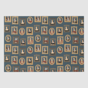 Henry VIII Six Wives Portraits in Frames Teal  Tissue Paper