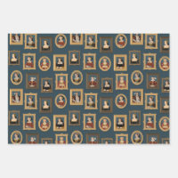 Henry VIII Six Wives Portraits in Frames Teal