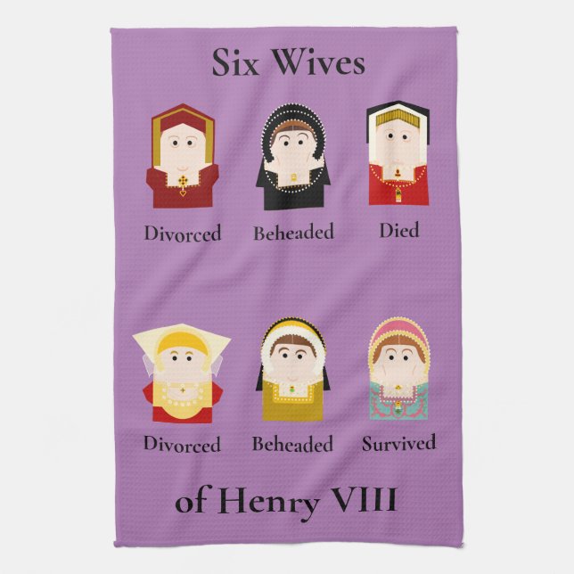 Henry VIII Six Wives, Tudor Tea Towel (Vertical)