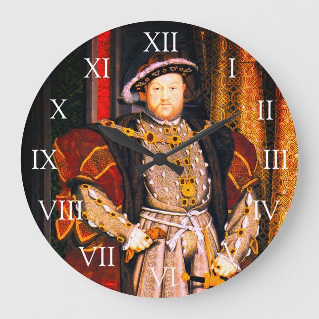Henry VIII Tudors History King England six Wives   Large Clock (Front)