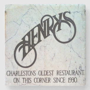 Henrys Restaurant Charleston, SC. Marble Coaster
