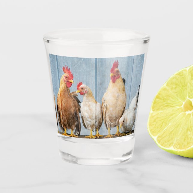 Hens and Chicks Shot Glass (Front)
