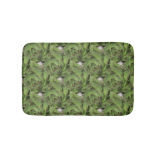 Hens And Chicks Succulents Nature Pattern Bath Mat