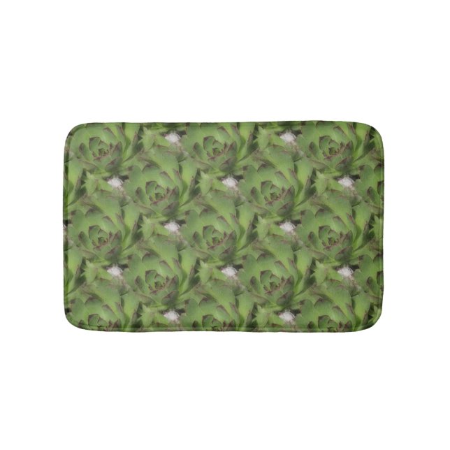 Hens And Chicks Succulents Nature Pattern Bath Mat (Front)