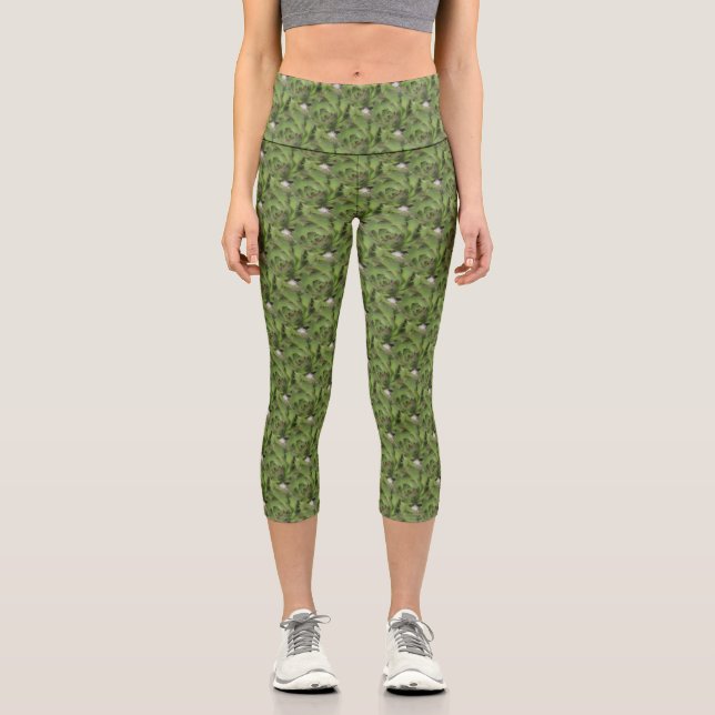 Hens And Chicks Succulents Nature Pattern      Capri Leggings (Front)