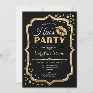Hens Party - Black Gold Invitation