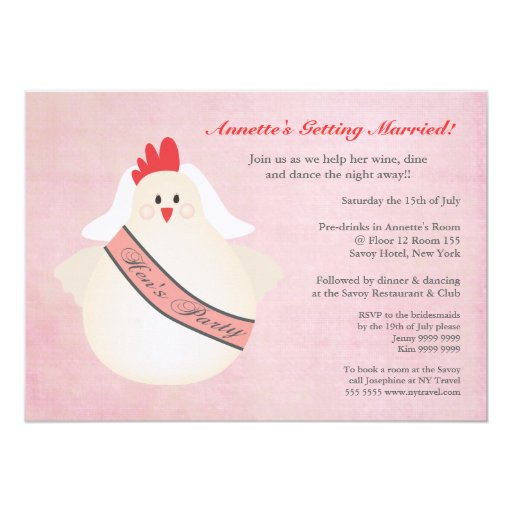 Hen's Party Funny Chicken Illustrated Invite Zazzle