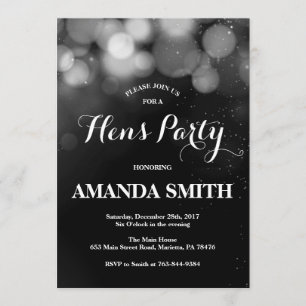 Hens Party Invitation Card Silver Glitter