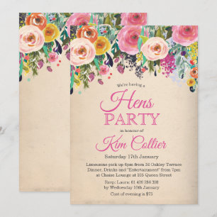 Hens Party Vintage Floral Invitation
