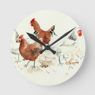 Hens Round Clock