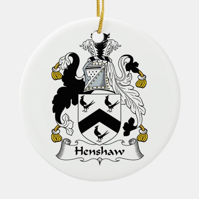 Henshaw Family Crest Ceramic Tree Decoration (Front)