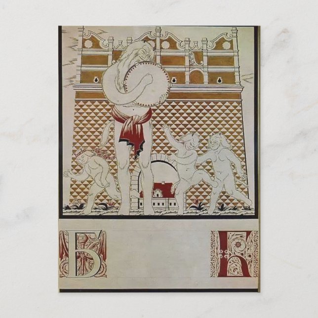 Heorhiy Narbut-Sheet 'B' from 'Ukrainian alphabet' Postcard (Front)