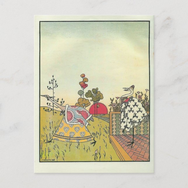 Heorhiy Narbut-  'The crane and heron. Bear.' Postcard (Front)