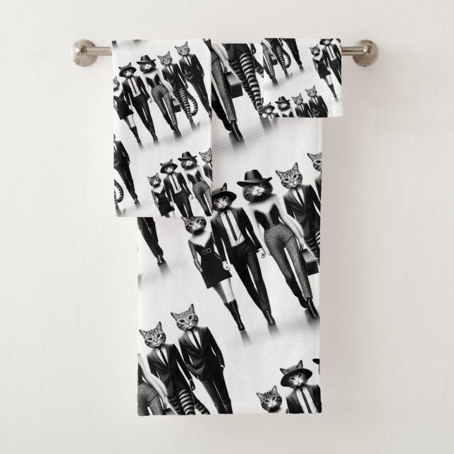 Hep Cat Runway Models Walking the Catwalk Bath Towel Set (Insitu)