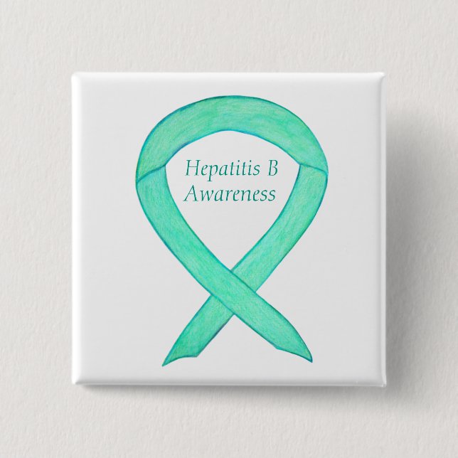 Hepatitis B (HBV) Jade Awareness Ribbon Custom Pin (Front)