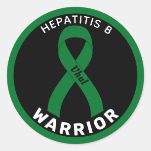 Hepatitis B Warrior Ribbon Black Round Sticker