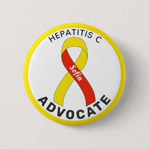 Hepatitis C Advocate Ribbon White Button
