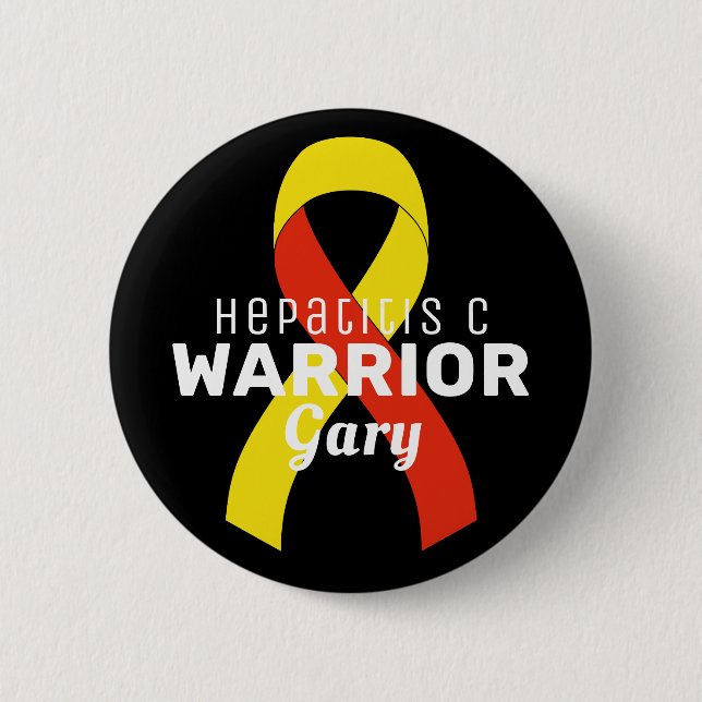 Hepatitis C Warrior Ribbon Black Button (Front)