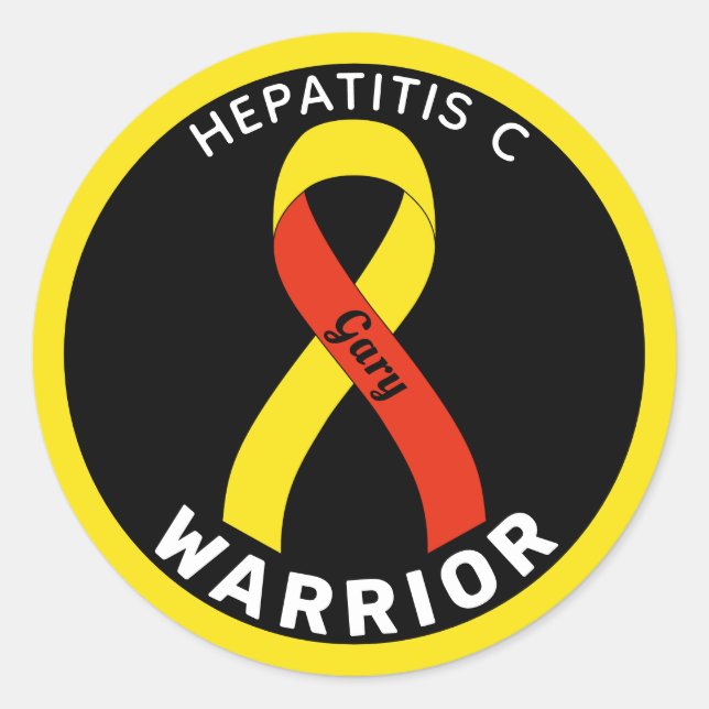 Hepatitis C Warrior Ribbon Black Round Sticker (Front)
