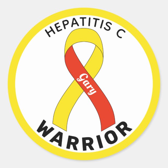 Hepatitis C Warrior Ribbon White Round Sticker (Front)