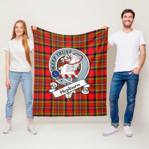 Hepburn Clan Badge Tartan Plaid Fleece Blanket