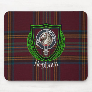 Hepburn Scottish Clan Tartan and Crest Mouse Mat