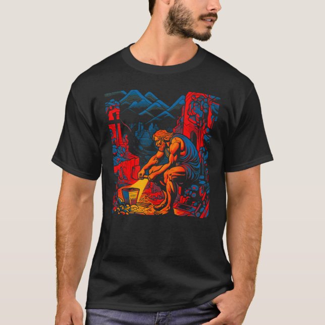 Hephaestus Greek Mythology God of Fire Blacksmith T-Shirt (Front)