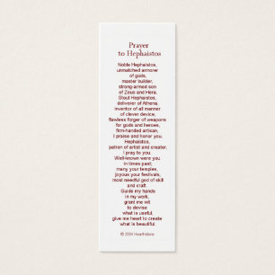 Hephaestus (Hephaistos) Prayer Card