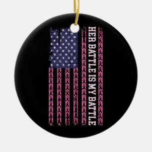 her battle is my battle, design for breast cancer ceramic tree decoration