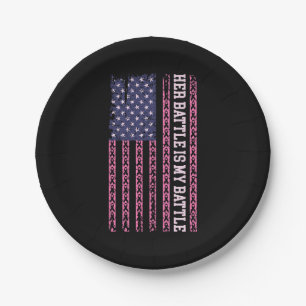 her battle is my battle, design for breast cancer paper plate