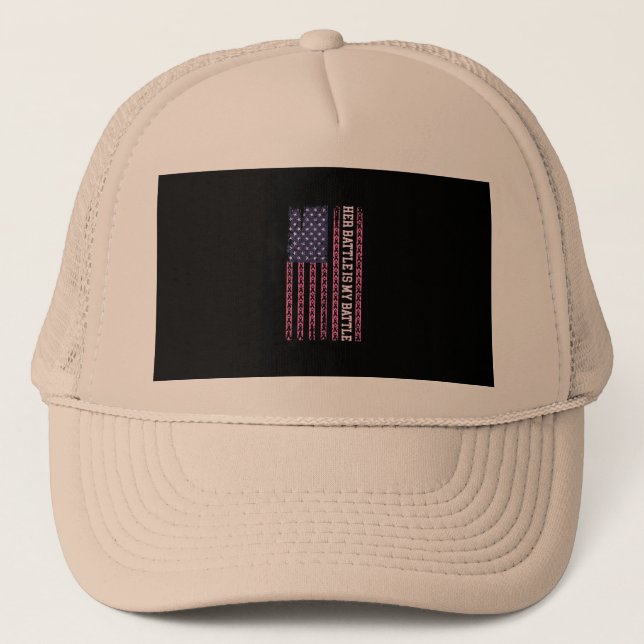 her battle is my battle, design for breast cancer  trucker hat (Front)