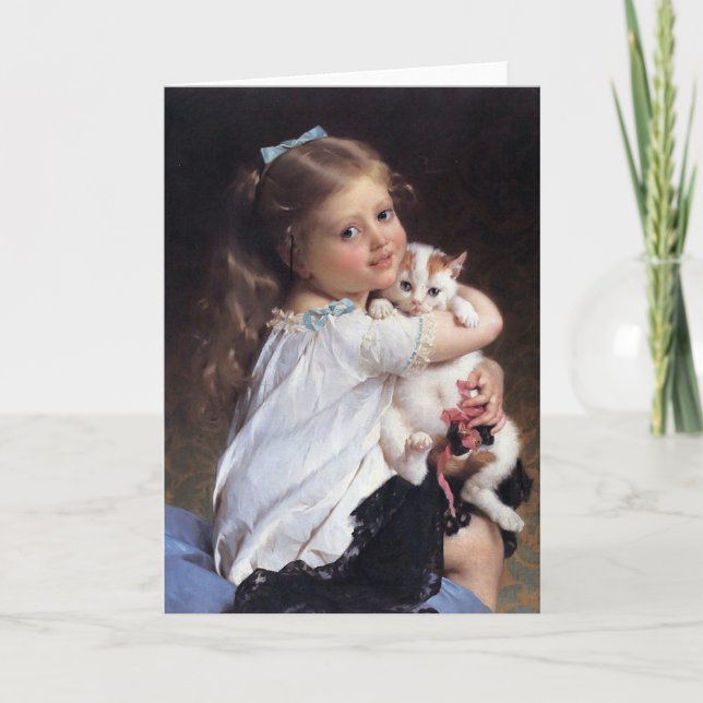Her Best Friend | Little Girl With Kitten Card (Front)