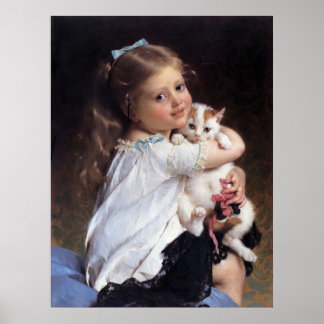 Her Best Friend | Little Girl With Kitten Poster
