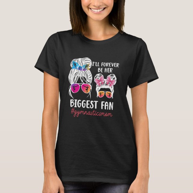 Her Biggest Fan Gymnastics Mum Of A Gymnast Mama T-Shirt (Front)