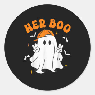 Her Boo &amp; His Boo Funny Matching Halloween Cou Classic Round Sticker