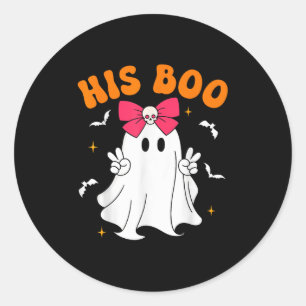 Her Boo & His Boo Funny Matching Halloween Cou Classic Round Sticker