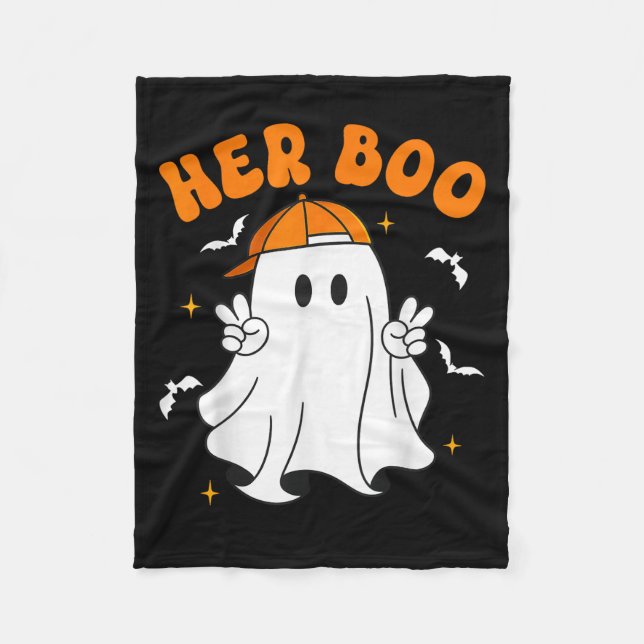 Her Boo &amp; His Boo Funny Matching Halloween Cou Fleece Blanket (Front)
