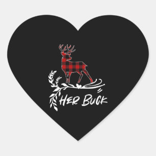 Her Buck Couples Matching Christmas Pajama Heart Sticker