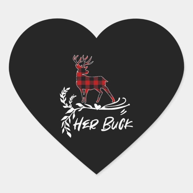 Her Buck Couples Matching Christmas Pajama Heart Sticker (Front)