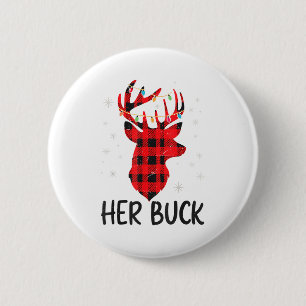 Her Buck Deer Hunting Christmas Husband Gift Coupl 6 Cm Round Badge