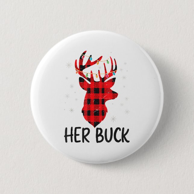 Her Buck Deer Hunting Christmas Husband Gift Coupl 6 Cm Round Badge (Front)