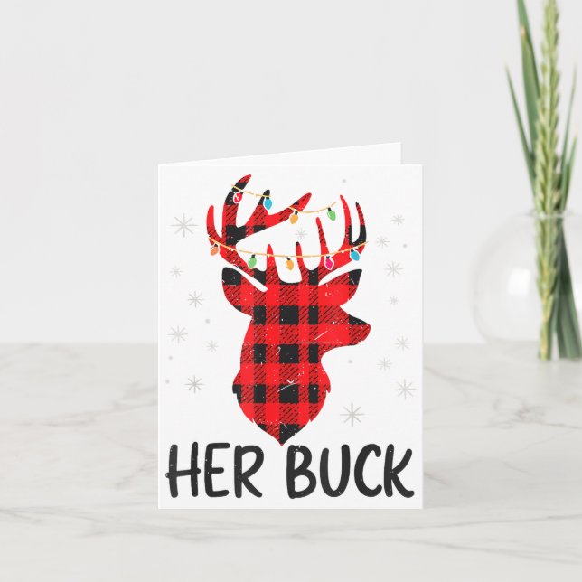 Her Buck Deer Hunting Christmas Husband Gift Coupl Card (Front)