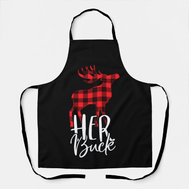 Her Buck His Doe Christmas Couple Matching Pajama Apron (Front)