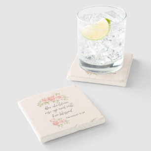 Her children rise up and call her blessed  stone coaster