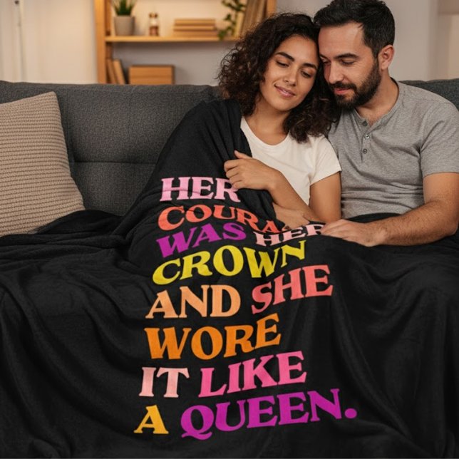 "Her Courage Was Her Crown" Inspirational Quote Fleece Blanket (Creator Uploaded)