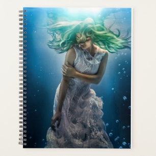 Her Emerald Curls - Mermaid Hovering Underwater Planner