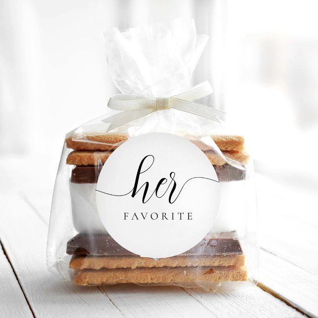 Her Favourite Сalligraphic Favour Gift  Classic Ro Classic Round Sticker (Creator Uploaded)